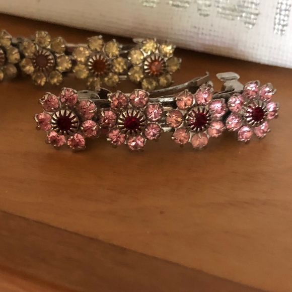 Gorgeous Colored Crystal Floral Barrettes - Picture 8 of 8